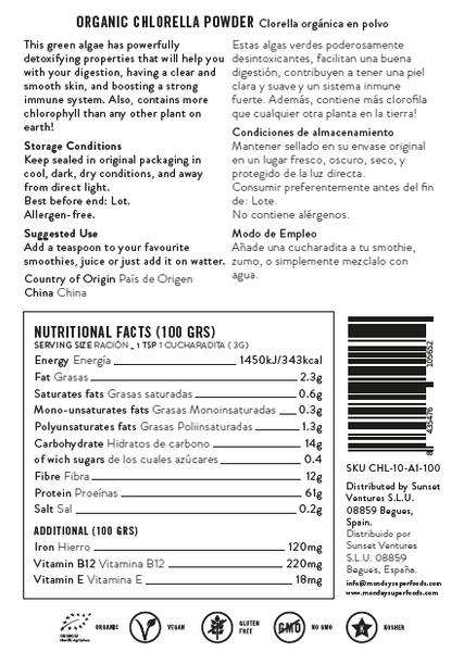 Organic Chlorella Powder - 125g